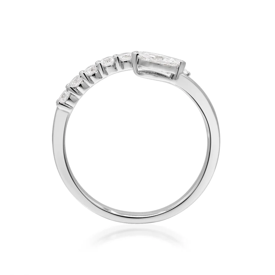 CIR10- 14K White Gold Tapered Coil 0.58CT Diamond Adjustable Ring