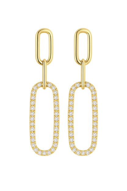 530N - 14KY Paper Clip Pave Diamond Dangle Earrings