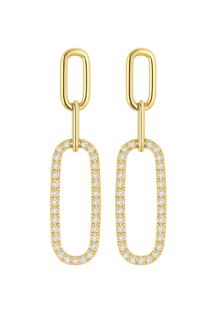 530N - 14KY Paper Clip Pave Diamond Dangle Earrings