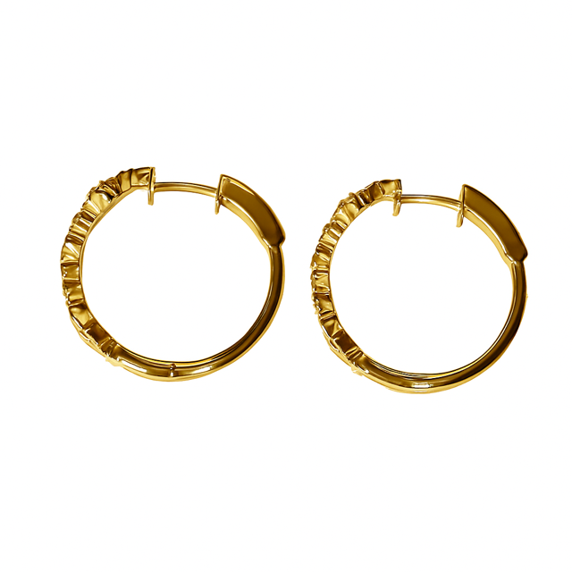 LA15- 14KY Marquise & Round Shapes Dotted Edges Earrings