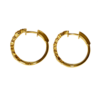 LA15- 14KY Marquise & Round Shapes Dotted Edges Earrings