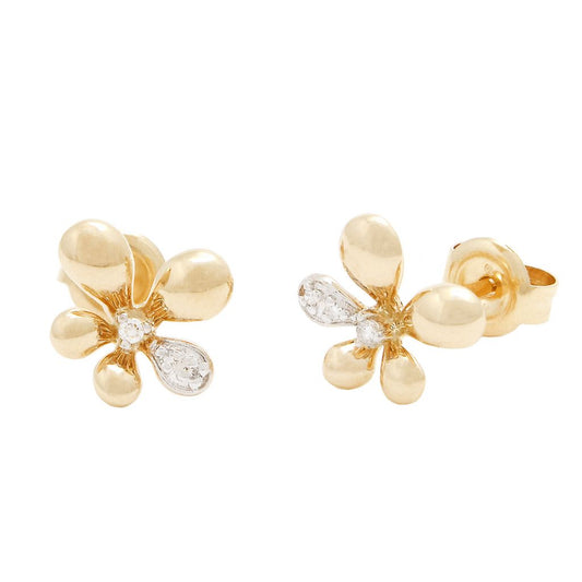 125N -14KY Diamond Flower Fashion Earring