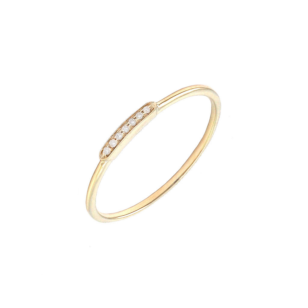 125N- 14KY Thin 6 Diamonds Stackable Ring