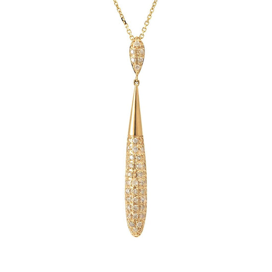 350N - 14KY Elongated Diamond Drop Necklace (Length 16+2″)