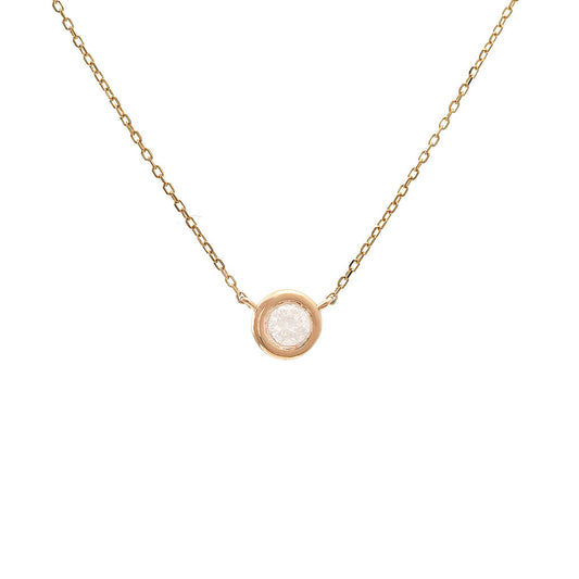 160N 14KY Round, 0.15ct Natural Diamond Set in Bezel Necklace