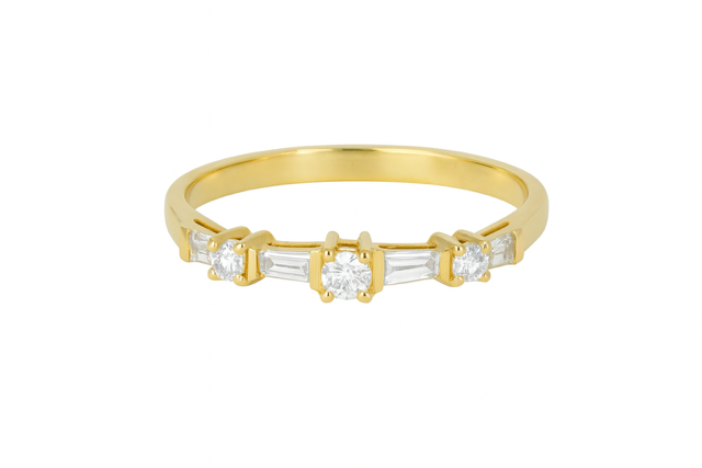 LA10-14KY Baguettes and Rounds Diamond Ring