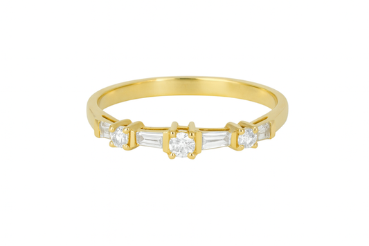 LA10-14KY Baguettes and Rounds Diamond Ring