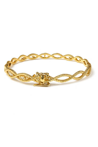 JSP - 14KY Braided Diamond Bangle