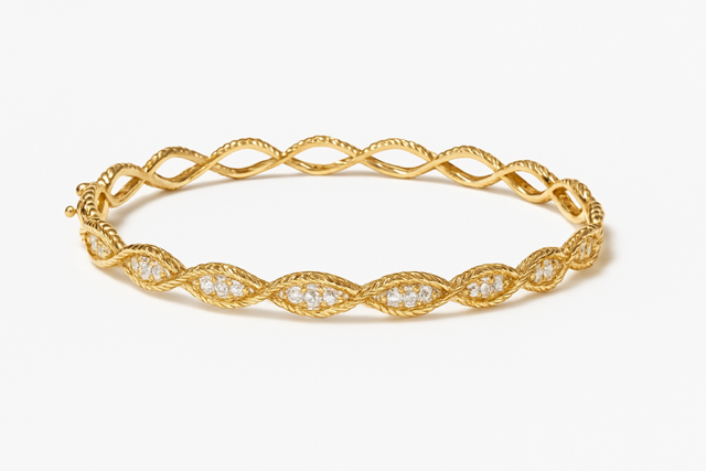 JSP - 14KY Braided Diamond Bangle