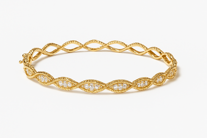 JSP - 14KY Braided Diamond Bangle