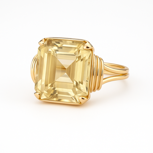 JSP01- 18K Rose Gold Lemon Citrine in Double Shank Design