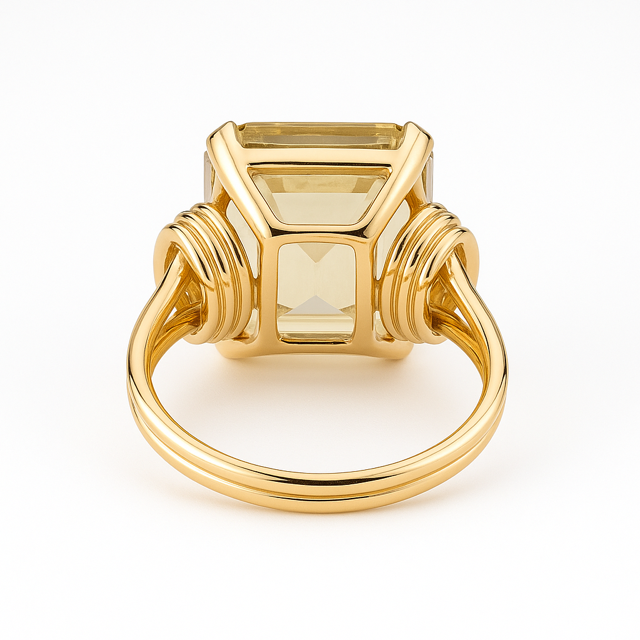 JSP01- 18K Rose Gold Lemon Citrine in Double Shank Design