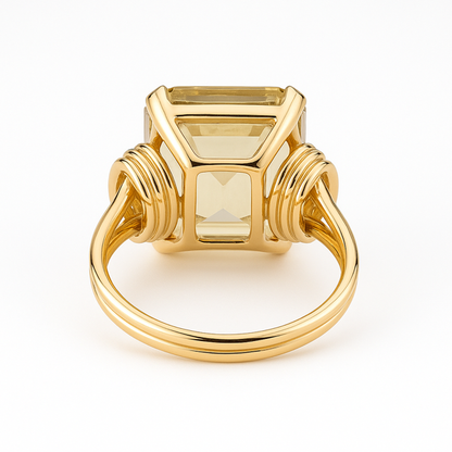 JSP01- 18K Rose Gold Lemon Citrine in Double Shank Design