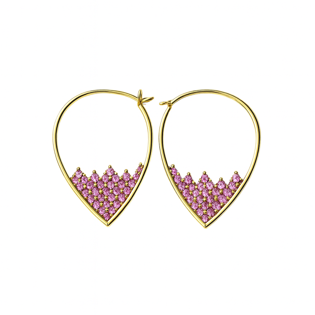 IJD- 14KY Pointy Oval Pink Sapphire Earrings