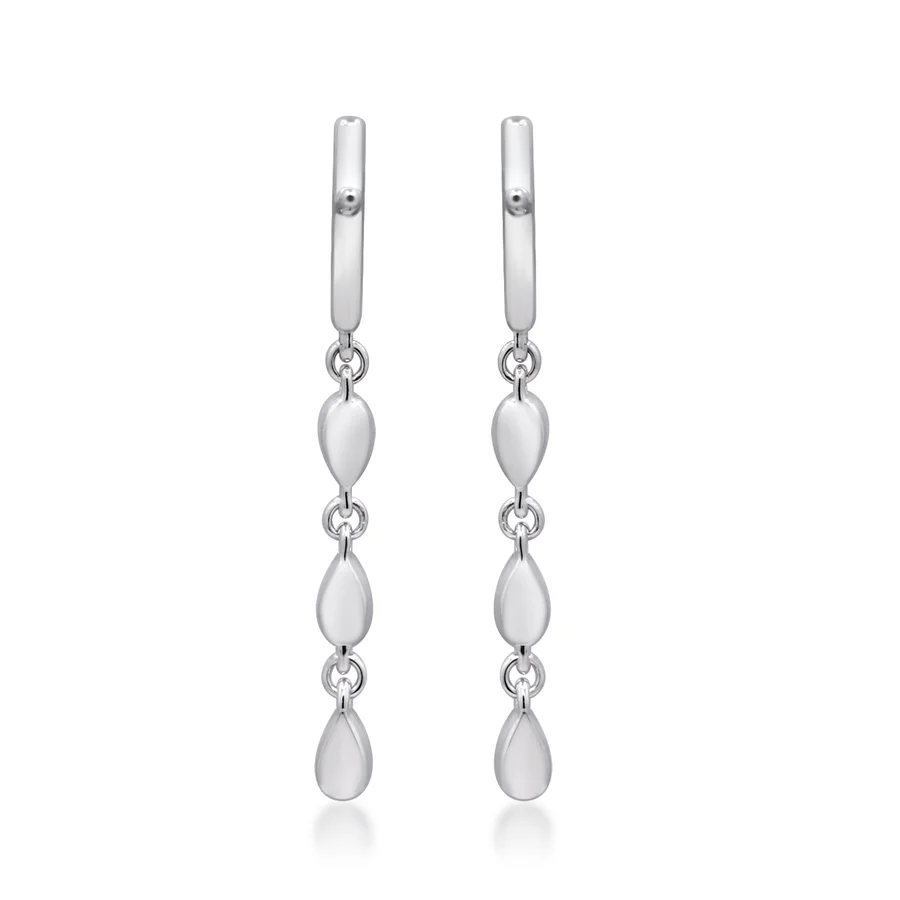 CIR02 - 14KW 3 Natural Diamonds Bezels Drop Earrings