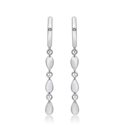 CIR02 - 14KW 3 Natural Diamonds Bezels Drop Earrings