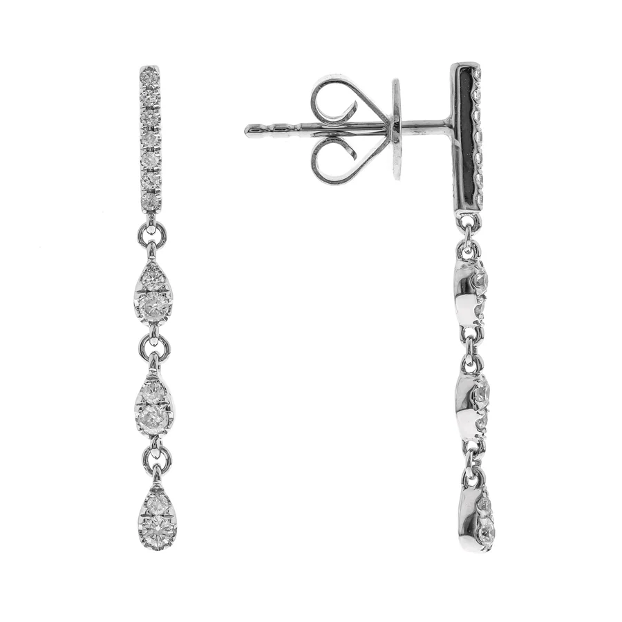 CIR02 - 14KW 3 Natural Diamonds Bezels Drop Earrings