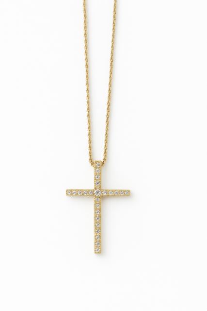 LA6- 14KY Diamond Cross Necklace