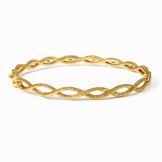 JSP - 14KY Braided Diamond Bangle