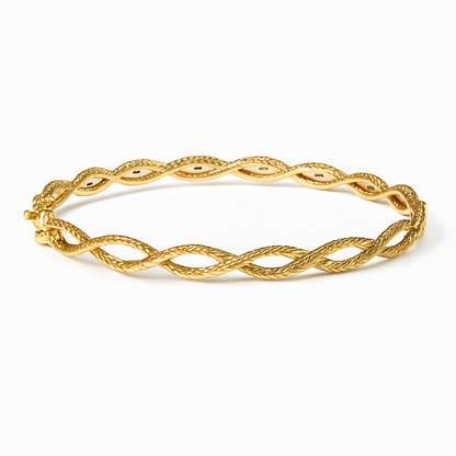 JSP - 14KY Braided Diamond Bangle