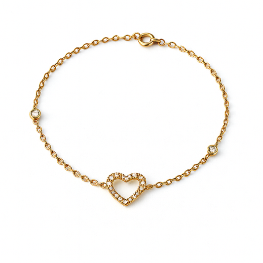 LA17- 14KY Diamond Heart Bracelet