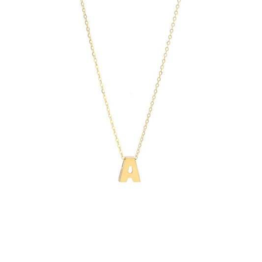 100C- 14K Yellow Gold Block "A" Initial Necklace