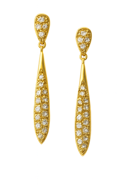 350E - 14KY Pave Diamond Elongated Earrings