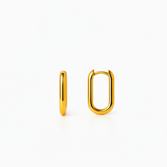 IJD02- 14KY Single Paper Clip Huggie Earrings