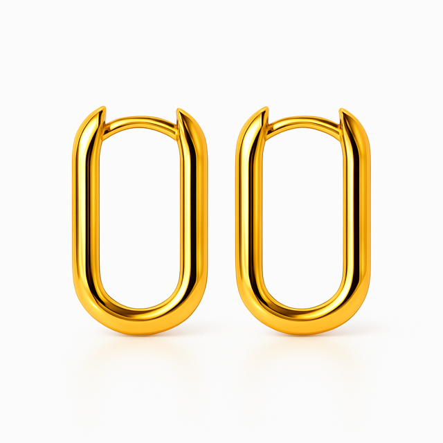 IJD02- 14KY Single Paper Clip Huggie Earrings