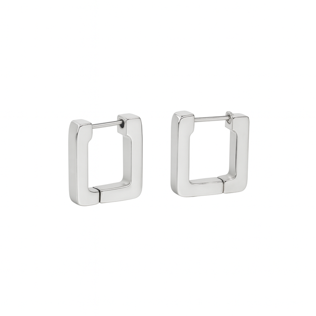 SIL19-Silver Square Huggies