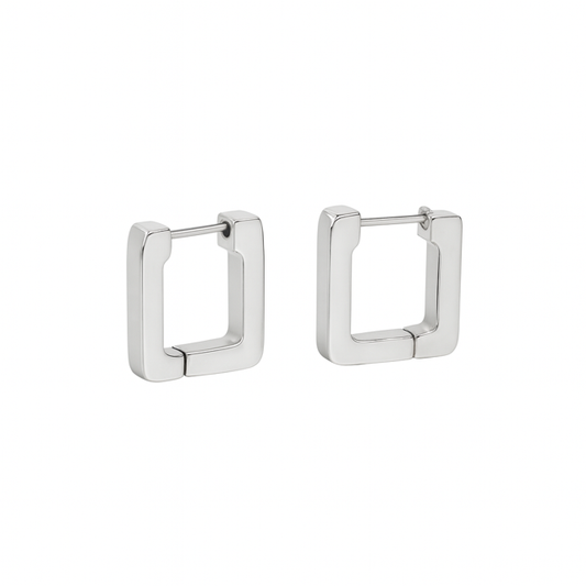 SIL19-Silver Square Huggies
