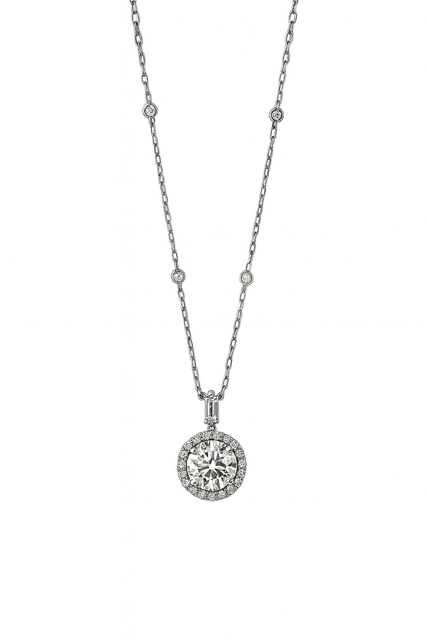 IJD01 - 18KW .092CT Round Bezel Set Diamond Pendant