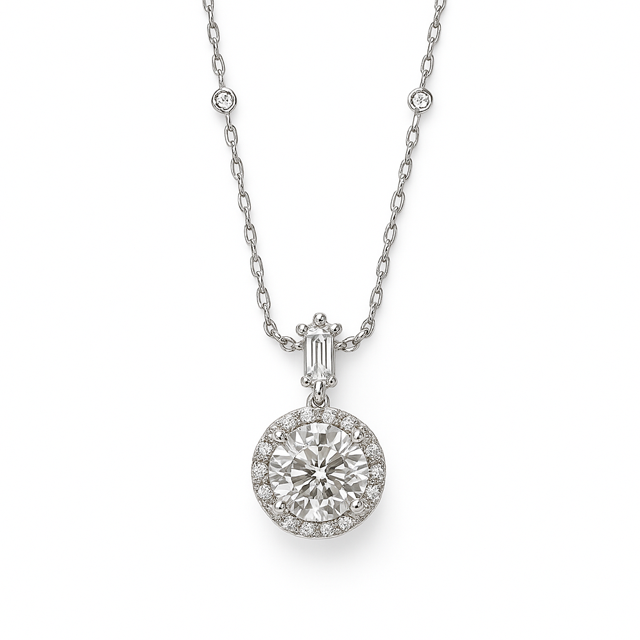 IJD01 - 18KW .092CT Round Bezel Set Diamond Pendant